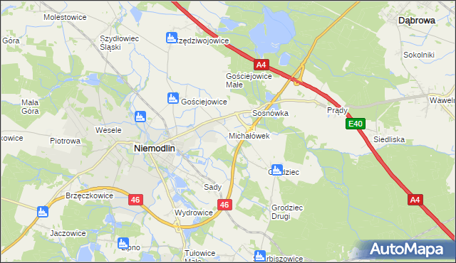 mapa Michałówek gmina Niemodlin, Michałówek gmina Niemodlin na mapie Targeo