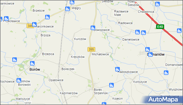 mapa Michałowice gmina Borów, Michałowice gmina Borów na mapie Targeo