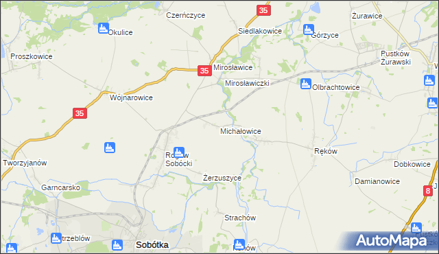 mapa Michałowice gmina Sobótka, Michałowice gmina Sobótka na mapie Targeo