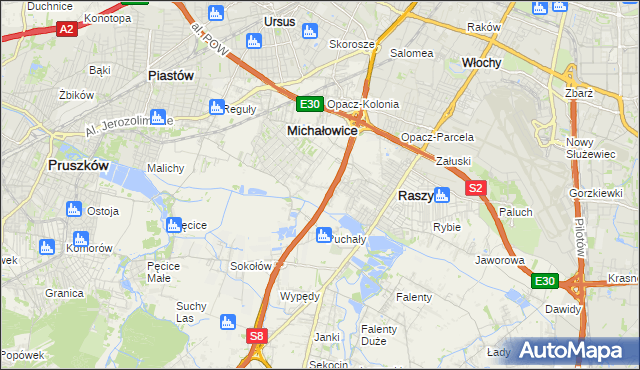 mapa Michałowice-Wieś, Michałowice-Wieś na mapie Targeo