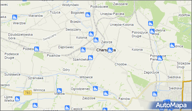 mapa Miechów-Charsznica, Miechów-Charsznica na mapie Targeo