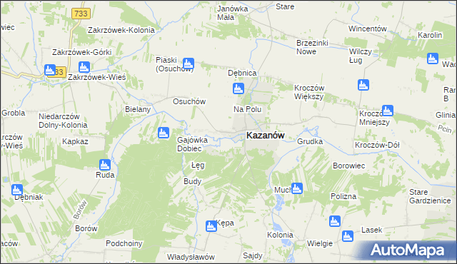mapa Miechów gmina Kazanów, Miechów gmina Kazanów na mapie Targeo