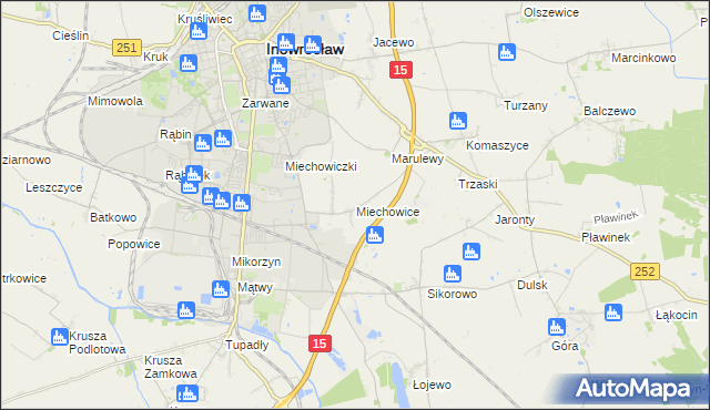 mapa Miechowice gmina Inowrocław, Miechowice gmina Inowrocław na mapie Targeo