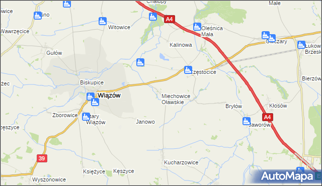 mapa Miechowice Oławskie, Miechowice Oławskie na mapie Targeo