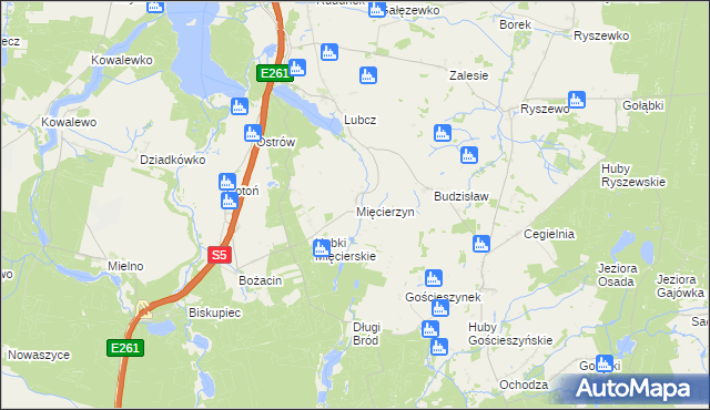 mapa Mięcierzyn, Mięcierzyn na mapie Targeo