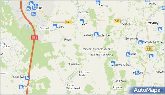 mapa Mieczki-Sucholaszczki, Mieczki-Sucholaszczki na mapie Targeo