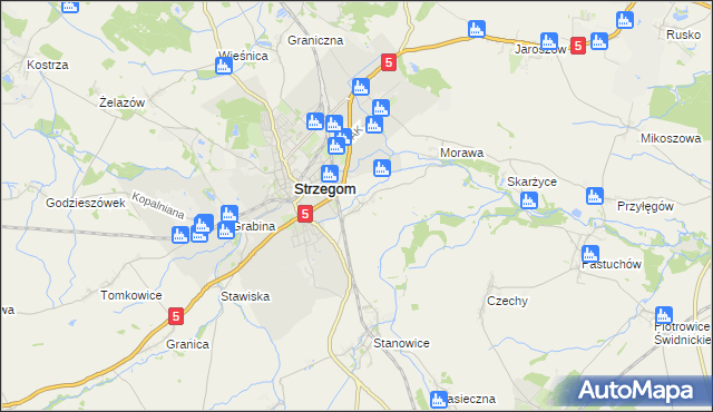 mapa Międzyrzecze gmina Strzegom, Międzyrzecze gmina Strzegom na mapie Targeo