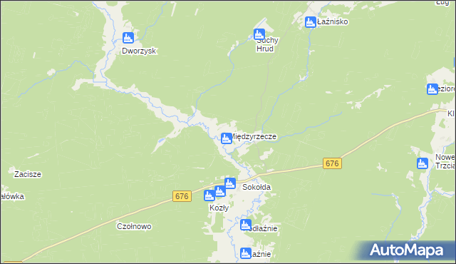 mapa Międzyrzecze gmina Supraśl, Międzyrzecze gmina Supraśl na mapie Targeo