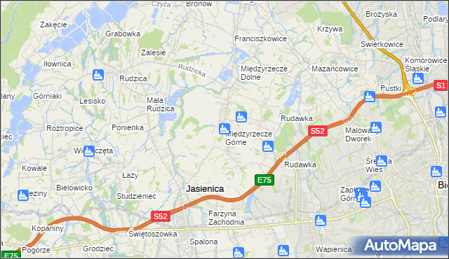 mapa Międzyrzecze Górne, Międzyrzecze Górne na mapie Targeo