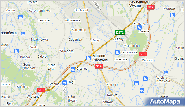 mapa Miejsce Piastowe, Miejsce Piastowe na mapie Targeo