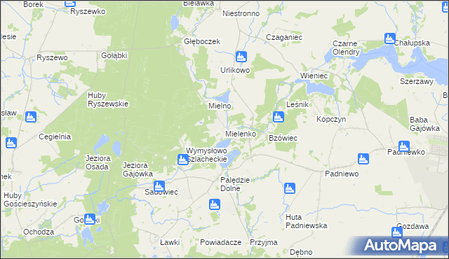 mapa Mielenko gmina Mogilno, Mielenko gmina Mogilno na mapie Targeo
