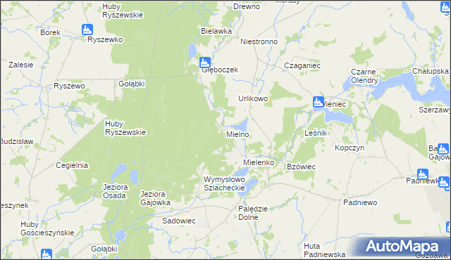 mapa Mielno gmina Mogilno, Mielno gmina Mogilno na mapie Targeo