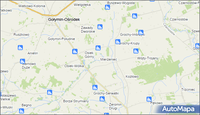 mapa Mierzeniec, Mierzeniec na mapie Targeo