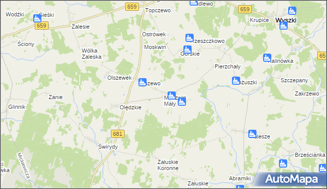 mapa Mierzwin Mały, Mierzwin Mały na mapie Targeo