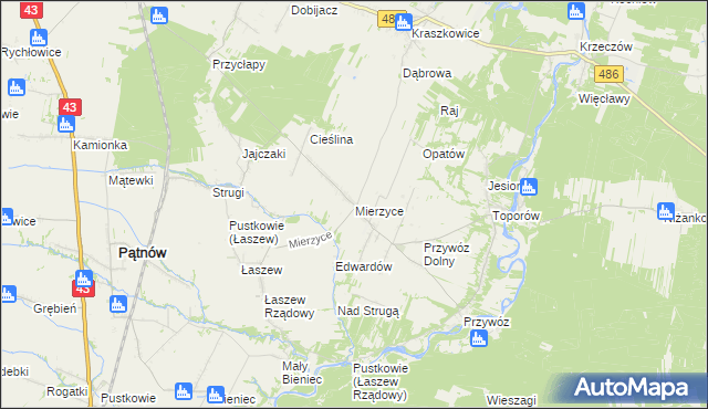 mapa Mierzyce, Mierzyce na mapie Targeo