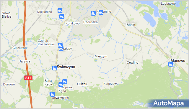 mapa Mierzym, Mierzym na mapie Targeo