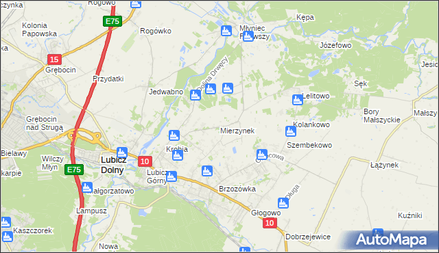 mapa Mierzynek gmina Lubicz, Mierzynek gmina Lubicz na mapie Targeo