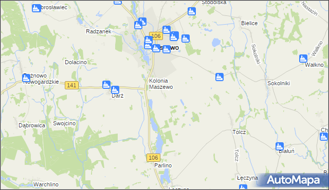 mapa Mieszkowo gmina Maszewo, Mieszkowo gmina Maszewo na mapie Targeo