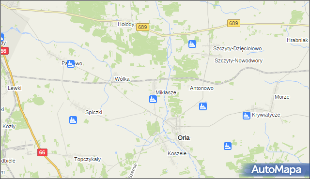 mapa Mikłasze, Mikłasze na mapie Targeo