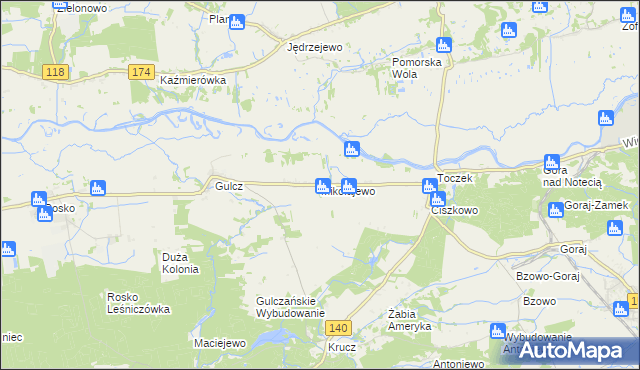 mapa Mikołajewo gmina Czarnków, Mikołajewo gmina Czarnków na mapie Targeo