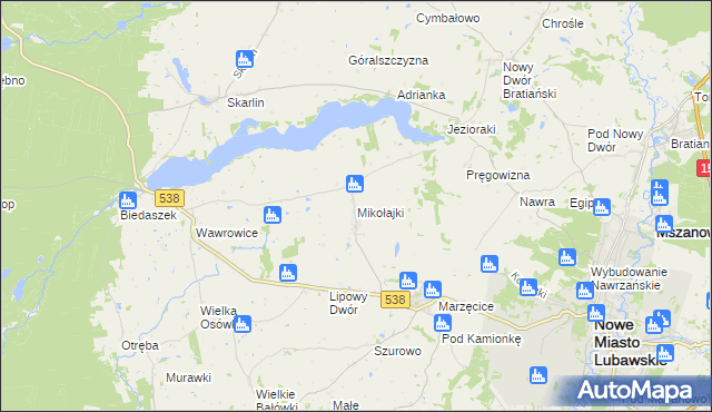 mapa Mikołajki gmina Kurzętnik, Mikołajki gmina Kurzętnik na mapie Targeo