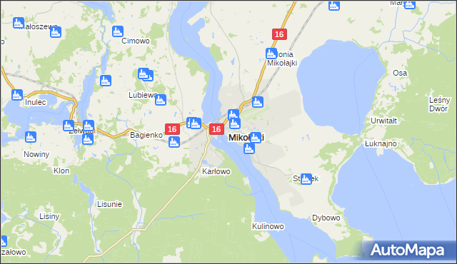 mapa Mikołajki powiat mrągowski, Mikołajki powiat mrągowski na mapie Targeo