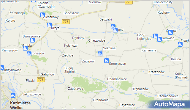 mapa Mikołajów gmina Czarnocin, Mikołajów gmina Czarnocin na mapie Targeo