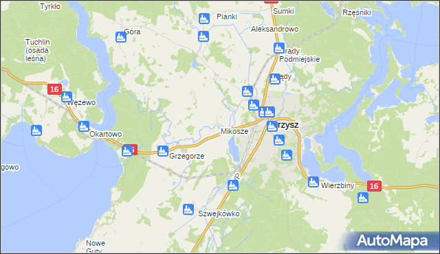 mapa Mikosze, Mikosze na mapie Targeo