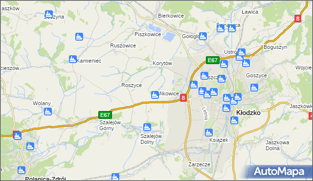 mapa Mikowice gmina Kłodzko, Mikowice gmina Kłodzko na mapie Targeo