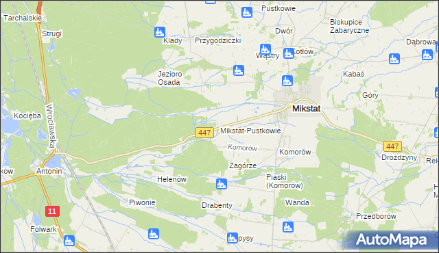 mapa Mikstat-Pustkowie, Mikstat-Pustkowie na mapie Targeo