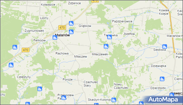 mapa Miłaczewek, Miłaczewek na mapie Targeo