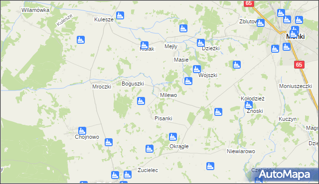 mapa Milewo gmina Trzcianne, Milewo gmina Trzcianne na mapie Targeo