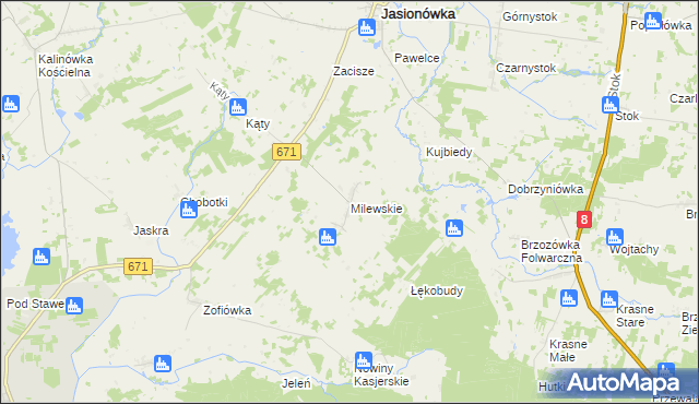 mapa Milewskie, Milewskie na mapie Targeo