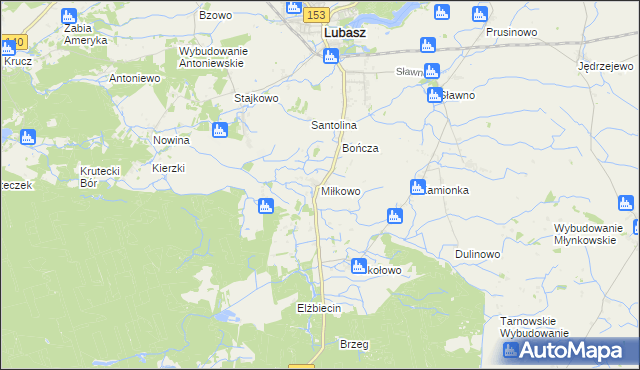 mapa Miłkowo gmina Lubasz, Miłkowo gmina Lubasz na mapie Targeo