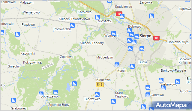 mapa Miłobędzyn, Miłobędzyn na mapie Targeo