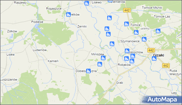 mapa Miniszew, Miniszew na mapie Targeo