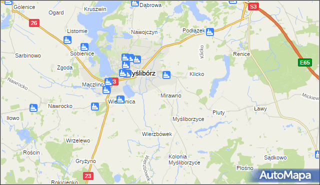 mapa Mirawno, Mirawno na mapie Targeo