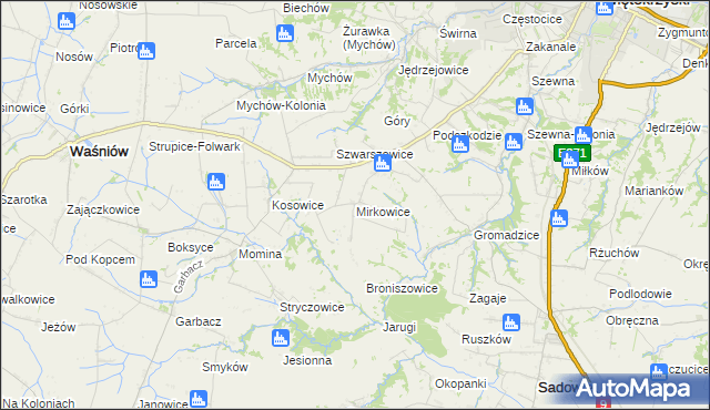 mapa Mirkowice gmina Bodzechów, Mirkowice gmina Bodzechów na mapie Targeo