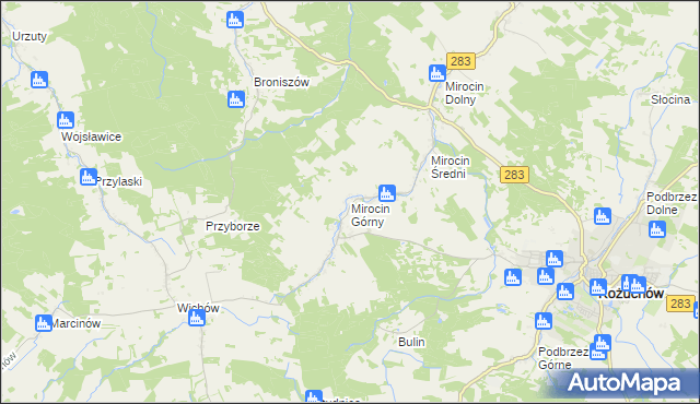 mapa Mirocin Górny, Mirocin Górny na mapie Targeo