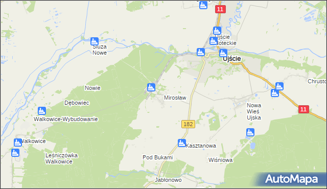 mapa Mirosław gmina Ujście, Mirosław gmina Ujście na mapie Targeo