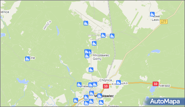 mapa Mirosławiec Górny, Mirosławiec Górny na mapie Targeo