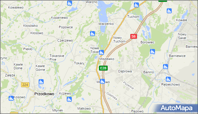 mapa Miszewko gmina Żukowo, Miszewko gmina Żukowo na mapie Targeo
