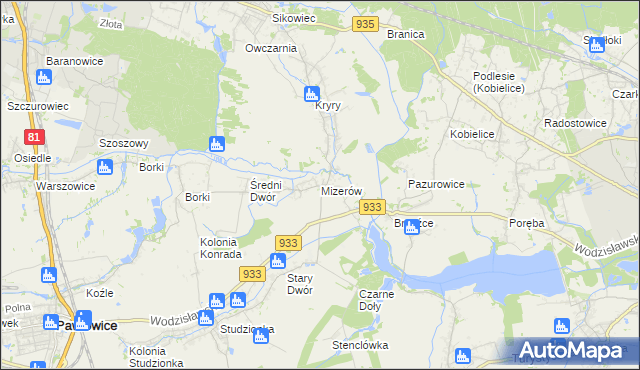 mapa Mizerów, Mizerów na mapie Targeo