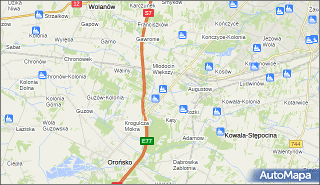 mapa Młodocin Mniejszy, Młodocin Mniejszy na mapie Targeo