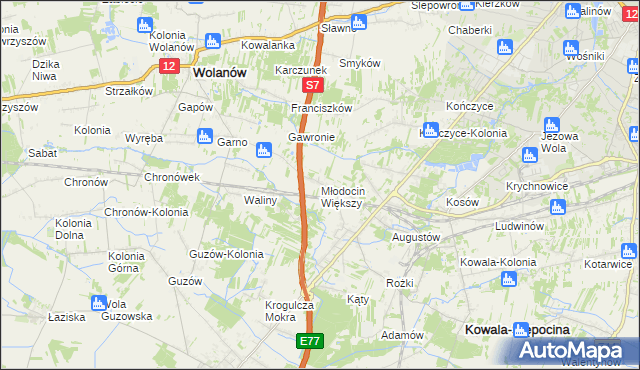 mapa Młodocin Większy, Młodocin Większy na mapie Targeo