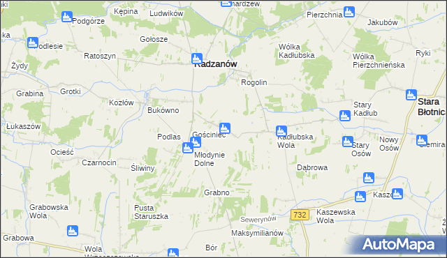 mapa Młodynie Górne, Młodynie Górne na mapie Targeo