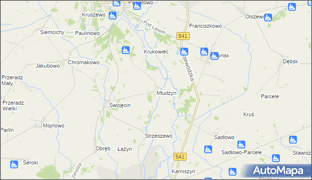 mapa Młudzyn, Młudzyn na mapie Targeo