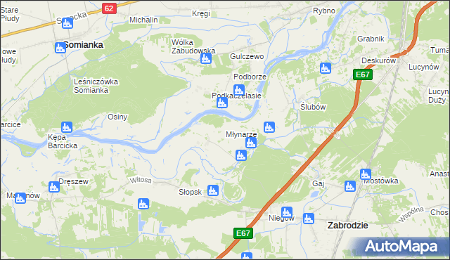 mapa Młynarze gmina Zabrodzie, Młynarze gmina Zabrodzie na mapie Targeo