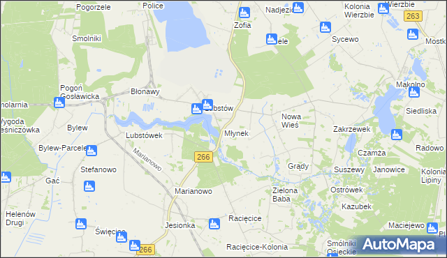 mapa Młynek gmina Sompolno, Młynek gmina Sompolno na mapie Targeo