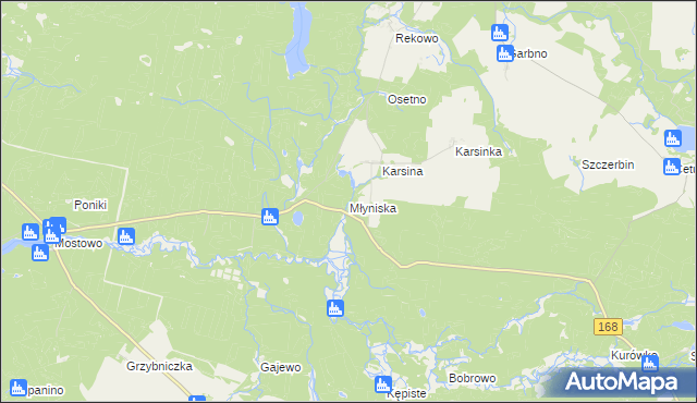 mapa Młyniska gmina Polanów, Młyniska gmina Polanów na mapie Targeo